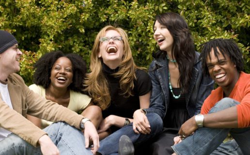 Diverse Group of Friends Talking and Laughing