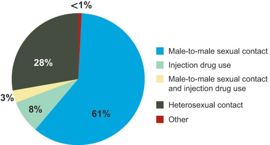 Gráfico circular de la transmisión del VIH
